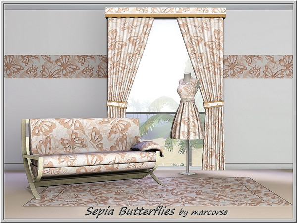 Sims 3 — Sepia Butterflies_marcorse by marcorse — Themed pattern: Sepia toned butterflies on white