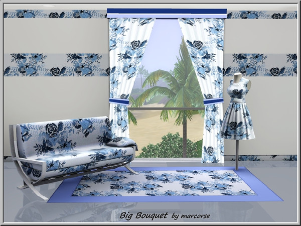 Sims 3 — Big Bouquet_marcorse by marcorse — Fabric pattern: big wildflower bouquets in blues