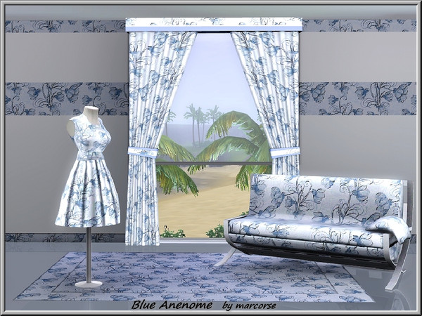 Sims 3 — Blue Anenome_marcorse by marcorse — Fabric pattern: clumps of blue anenomes in bloom