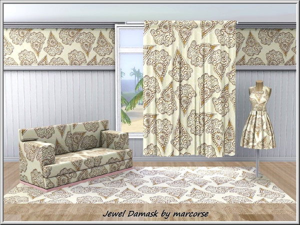 Sims 3 — Jewel Damask_marcorse by marcorse — Fabric pattern: jewelled pins in a damask design
