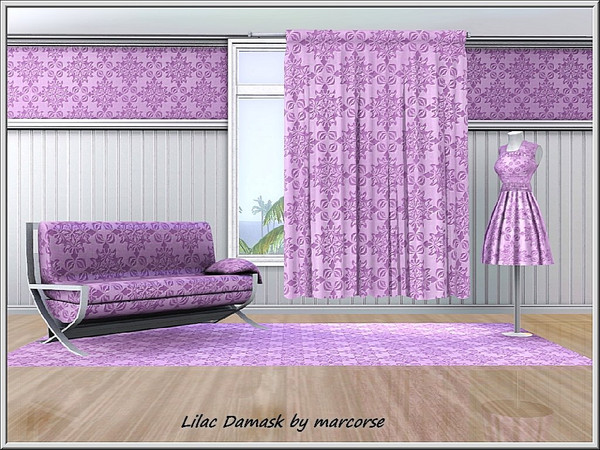 Sims 3 — Lilac Damask_marcorse by marcorse — Fabric pattern: pretty floral diamond damask in lilac