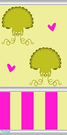 Sims 2 — Love Tree Collection style 3 by caliberxkiss — half bordered striped green & pink