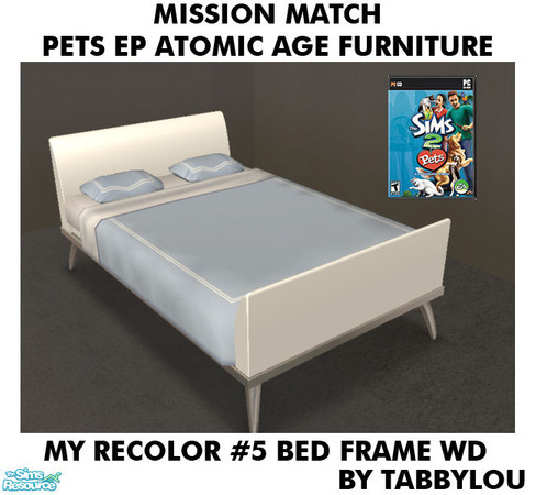 Sims 2 — TL - MM PetsAtomicAge Recolor05Wd BedFrame by TabbyLou — Double Bed Frame in My Recolor #5 Wood Recolor of Pets