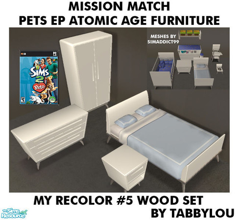 Sims 2 — TL - MM PetsAtomicAge Recolor05Wd Set by TabbyLou — My Recolor #5 Wood Recolor of Pets Atomic Age furniture to