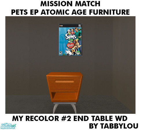 Sims 2 — TL - MM PetsAtomicAge Recolor02Wd EndTable by TabbyLou — End Table in My Recolor #2 Wood Recolor of Pets Atomic