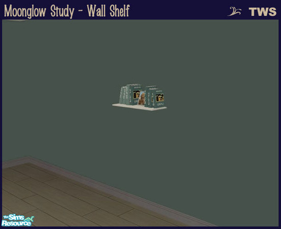 Sims 2 — Moonglow Study - Shelf by wildstar24 — White wood and aqua accent recolour of the Modern Line study shelf.