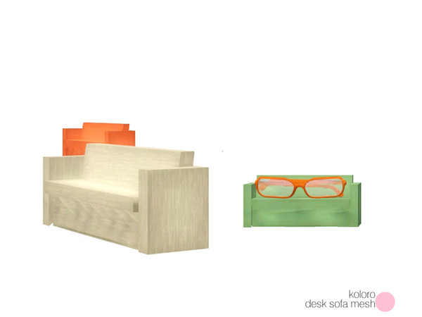Sims 3 — Koloro Desk Sofa Mesh by DOT — Koloro Desk Sofa Mesh by DOT of The Sims Resource