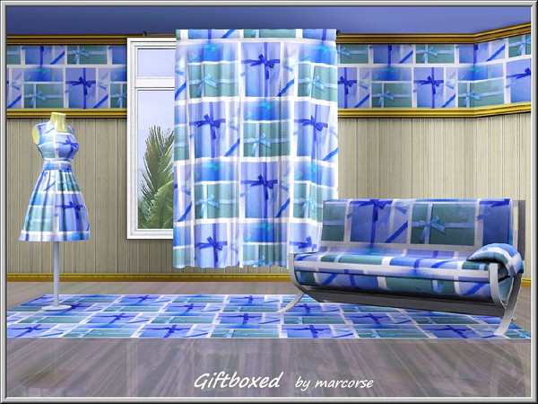 Sims 3 — Giftboxed_marcorse by marcorse — Themed pattern: random design of bow trimed gift boxes in blue, green and
