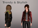 Sims 3 — Pi's Leather Jacket by Grijze_Pilion — A stylish leather jacket, for your more...feminine Sims. The hood adds a