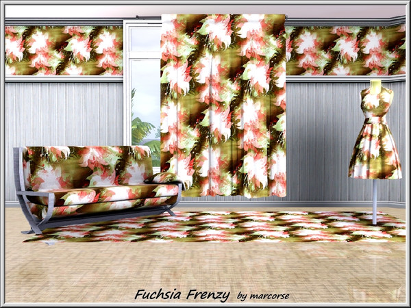 Sims 3 — Fuchsia Frenzy_marcorse by marcorse — Fabric pattern: pink fuchsia flowers in an informal repeat pattern