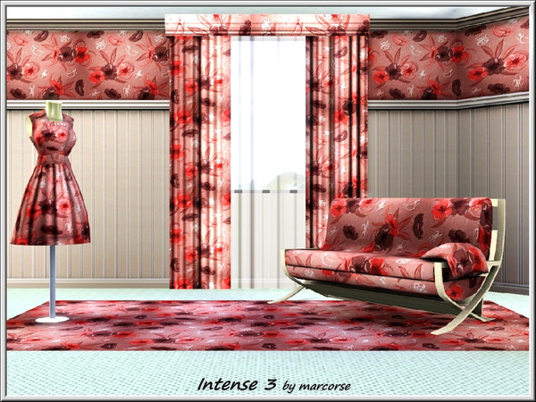 Sims 3 — Intense3_marcorse by marcorse — Fabric pattern: intense red, brown and white floral on deep pink