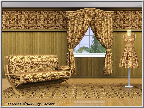 Sims 3 — Abstract Knots_marcorse by marcorse — Abstract pattern: endless knots in an abstract design in yellow/brown.