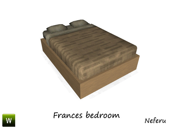 Sims 3 — Frances bed by Neferu2 — Bed double Frances bedroom. By Neferu_TSR