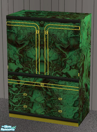 Sims 2 — Ashley Cataline Armoire Malachite Gold 2 by suceress — Malachite (green marbled with black) texture with curved
