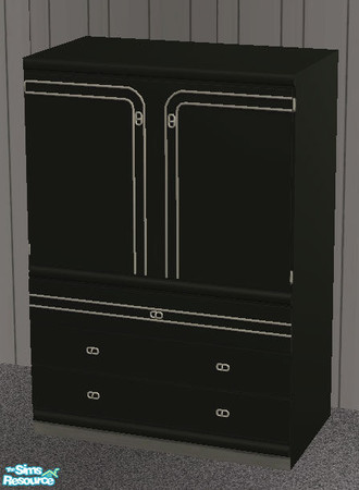 Sims 2 — Ashley Cataline Armoire Onyx Silver by suceress — onyx/black texture with curved black trim; silver accents,