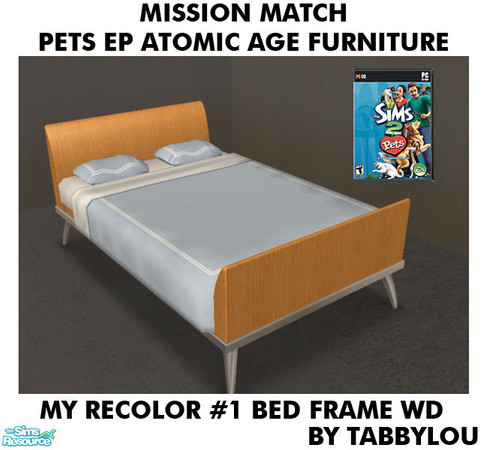 Sims 2 — TL - MM PetsAtomicAge Recolor01 BedFrame by TabbyLou — Double Bed Frame in My Recolor #1 in Recolor of Pets