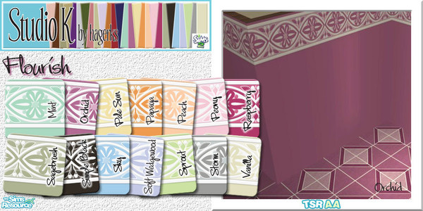 Sims 2 — Studio K Flourish_02 by StudioKhagerks — 15-28 of 28 colors. Can be found under Paint and can be purchased for 3