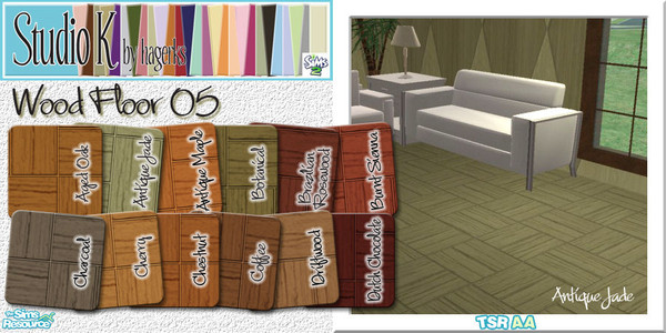 Sims 2 — Studio K Wood Floor 05_01 by StudioKhagerks — 1-12 of 36 colors. Can be found under Wood and can be purchased