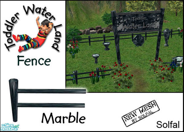 Sims 2 — Toddler Water Land Fence Marble by solfal — 