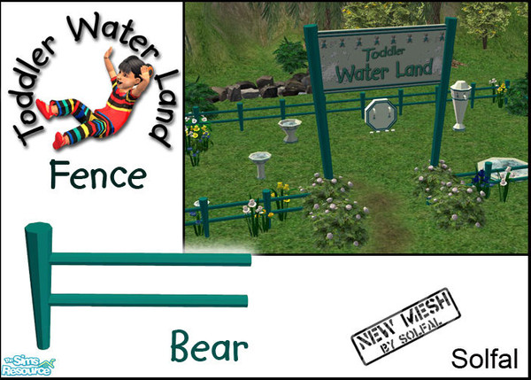 Sims 2 — Toddler Water Land Fence Bear by solfal — 