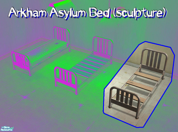 Sims 2 — Arkham Asylum Bed - Sculpture by BeOSBoxBoy — Part of a set of three meshes that are in a theme. Dedicated to