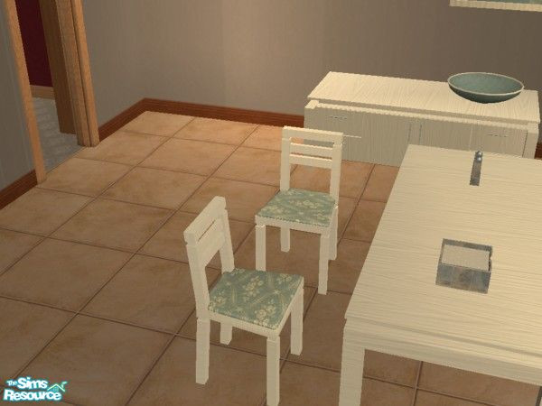 Sims 2 — TC53 Opus Dining Chair - 1 by brena31 —  The dining chair in light wood with green floral seat cushion:)