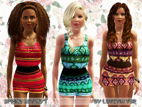 Sims 3 — Spring Set No 1 - Jumpsuit1 - Teen by Lutetia — A short and sporty jumpsuit with recolorable belt Works for