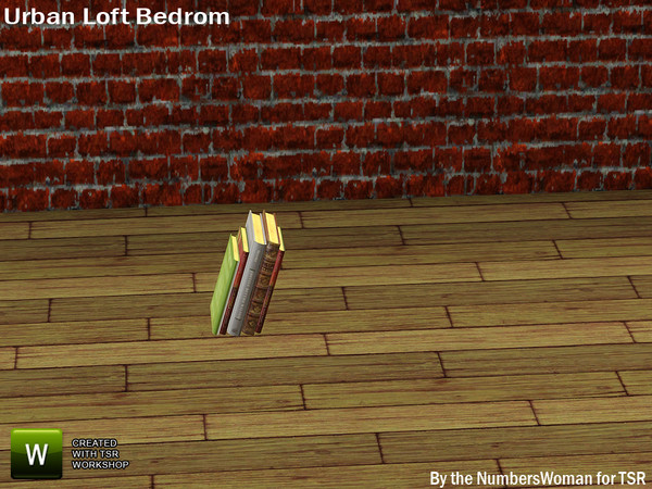 Sims 3 — Modern Urban Rustic Loft Bedroom Shelf Books by TheNumbersWoman — Urban life, urban times, urban living.The