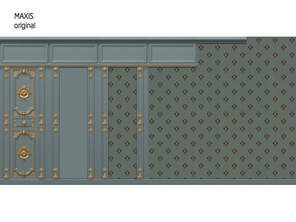 Sims 2 — Bluegold walls - series 2 by Helena — A few wallpapers made to match with one of the TS2 BASE GAME panel walls.