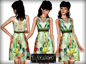 Sims 3 — Cactus Garden Printed Dress by DarkNighTt — Cactus Garden Printed Dress for your ''Sweety'' sims. Welcome