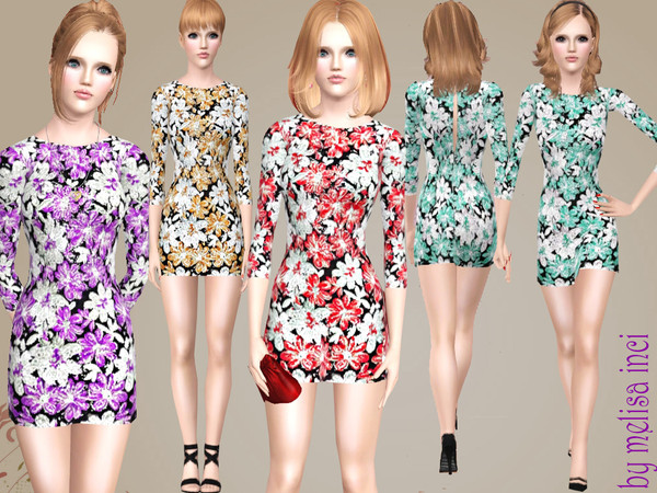 Sims 3 — Flower pattern Dress  by melisa_inci — Dance the night away in this vintage-inspired party dress featuring a