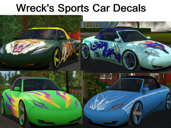 Sims 3 — Sports Car with Decals by Nervous_Wreck — Add some flair to your Sim's ride with these cool decals! Includes 4