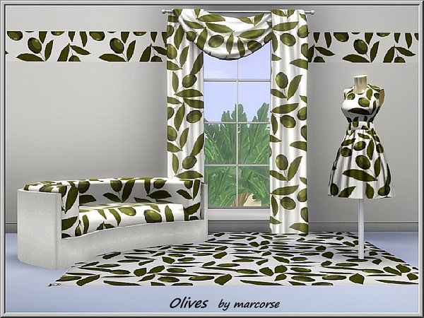 Sims 3 — Olives_marcorse by marcorse — Olives and their leaves in a Themed pattern.