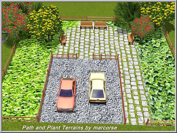 Sims 3 — Path and Plant Terrains_marcorse by marcorse — Four simple terrains - 2 paths and 2 plants.