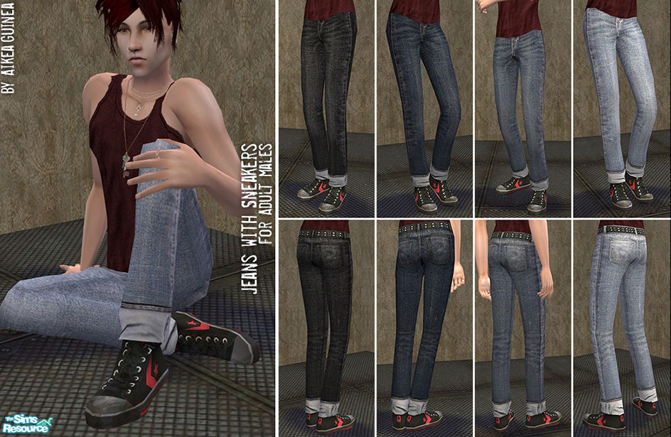 The Sims Resource - Jeans and Sneakers for Adult Males Set 2