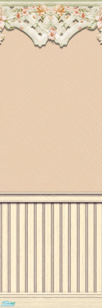 Sims 2 — Peach With Victorian Floral Border #2 by TSR Archive — Peach wall with Victorian floral border and beadboard.