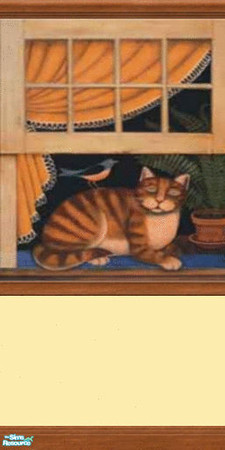 Sims 2 — Cat in Window Mural - 1 by sadie7684 — A wall mural for your sims, can be found under wallpaper.