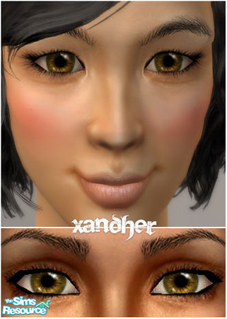 Sims 2 — Surreal Eyes  - Rum by Xandher — A dramatic brown eye with variegations of amber, ochre, and auburn.