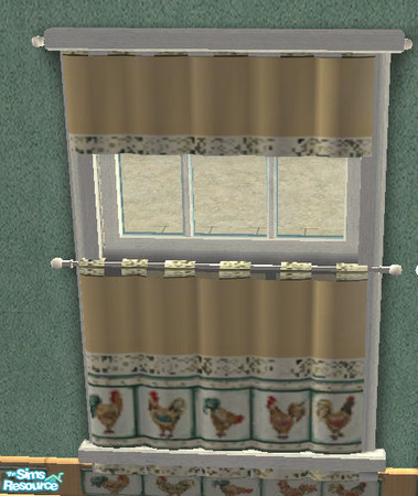 Sims 2 — Spring Chicken Kitchen Curtain by chayann — This chicken curtain blocks out those unwanted early morning rays