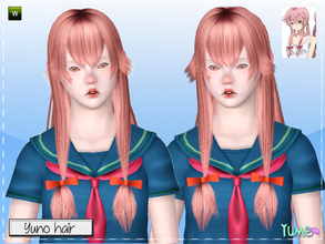 Sims 3 — Yume - Yuno hair by Zauma — Hair inspired in Gasai Yuno from Mirai Nikki. Double ponytails front & back.