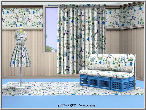 Sims 3 — Eco Text_marcorse by marcorse — Themed pattern: ecological symbols and text.