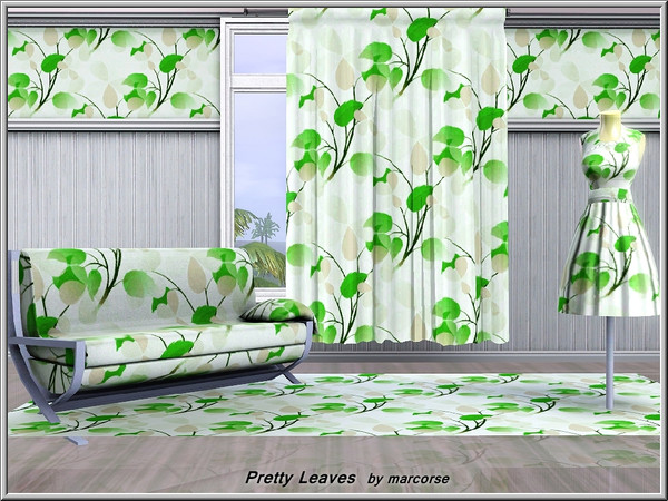 Sims 3 — Pretty Leaves_marcorse by marcorse — Fabric pattern: pretty green leaves and small twigs