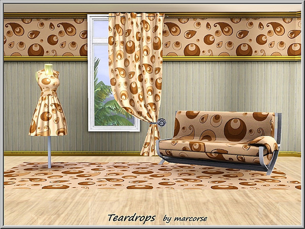 Sims 3 — Teardrops_marcorse by marcorse — Geometric pattern: teardrop shapes in shades of brown