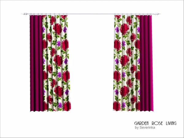 Sims 3 — GardenRose curtain 3tile by Severinka_ — curtains on the window of the tricuspid of a set for the living room