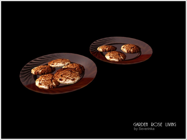 Sims 3 — GardenRose plate with oat cookies by Severinka_ — Glass plate of cookies of a set for the living room 'Garden
