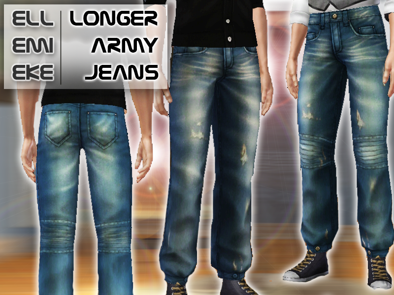 The Sims Resource - Longer Army Jeans (YA/A) for base-game