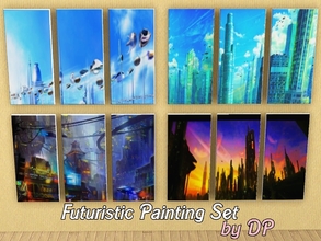 Sims 3 — Futuristic Painting Set by DP by DollyPink2 — Futuristic Paintings Set by DP. -Set of 4 paintings, each with 3