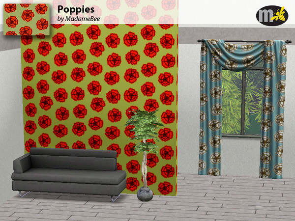Sims 3 — Poppies by MadameBee by MadameBee — Bright, graphic poppies in full bloom.