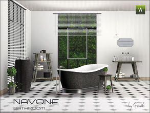 Sims 3 — Navone bathroom by Gosik — Bahroom set that includes: bathtub, sink, cabinet and stool, hamper, ceiling lapm,