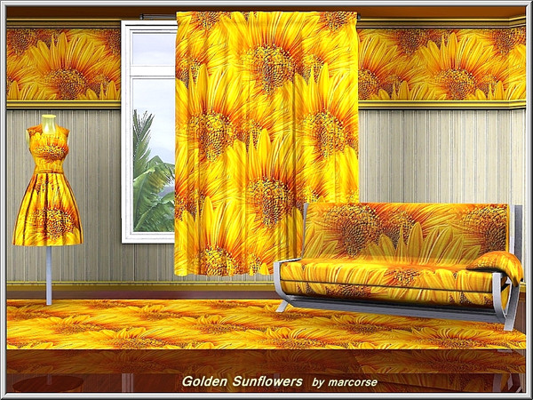 Sims 3 — Golden Sunflowers_marcorse by marcorse — Themed pattern: large format, golden sunflowers in an allover design
